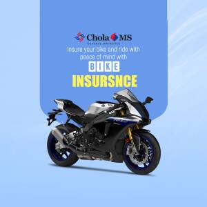 Image of a Yamaha R1 motorcycle with Chola MS Insurance branding