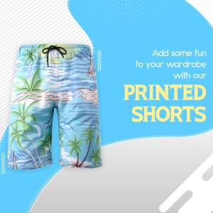 Tropical Printed Shorts Advertisement Poster For Facebook