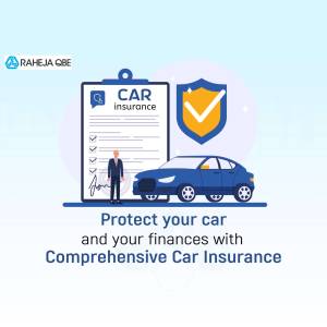 Illustration of car insurance with a clipboard, shield, and car.