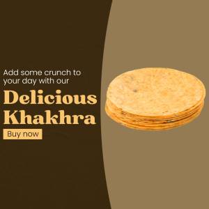 Stack of Khakhra with promotional text