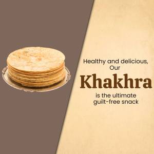 Stack of Khakhra with text promoting it as a guilt-free snack