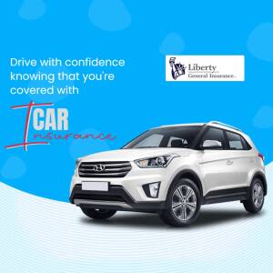 White SUV with Liberty General Insurance advertisement