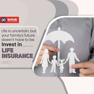 Image depicting a hand holding an umbrella over a family silhouette, promoting life insurance.