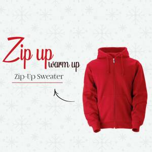 Red Zip-Up Sweater - Winter Warmth Business Poster For LinkedIn