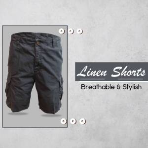 Grey Linen Shorts - Breathable & Stylish Advertisement For Instagram