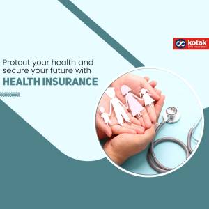 Hands holding paper family figures with a stethoscope, promoting health insurance.