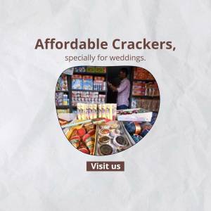 Display of affordable crackers for weddings in a shop
