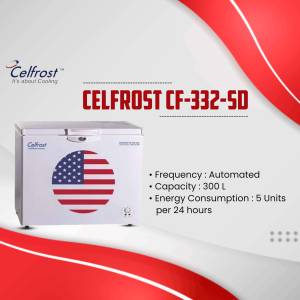 Celfrost CF-332-SD deep freezer with American flag design