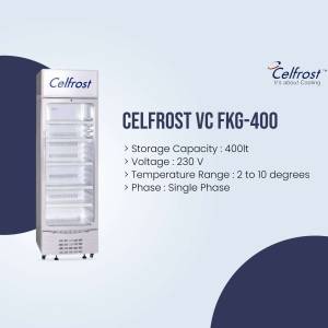 Celfrost VC FKG-400 commercial refrigerator with specifications