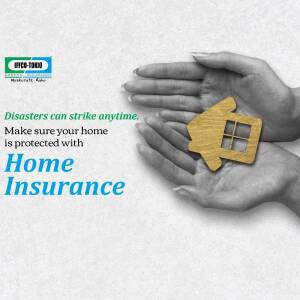 Hands holding a wooden house cutout with text promoting home insurance.