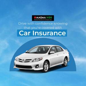 White car with Magma HDI Car Insurance advertisement