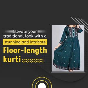 Woman wearing a beautiful teal floor-length kurti with intricate embroidery.
