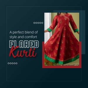 A woman wearing a red and green flared kurti.