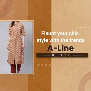 Woman wearing a patterned A-Line Kurti with maroon pants