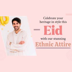 Man wearing traditional clothing with Eid greeting