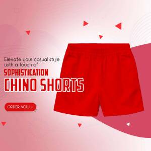 Red Chino Shorts Advertisement Marketing Image For WhatsApp