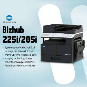 Konica Minolta Bizhub 225i/205i printer with key specifications