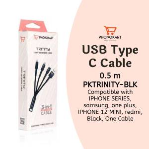 Phonokart Trinity 3-in-1 USB Type C Cable in retail packaging