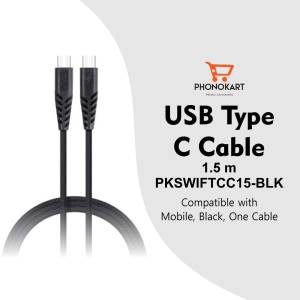 Black USB Type-C cable 1.5m by Phonokart