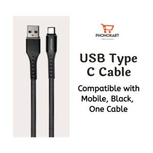 Black USB Type-C cable for mobile devices