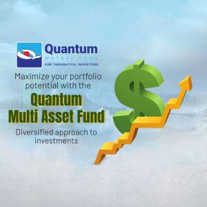 Quantum Mutual Fund advertisement showing a dollar sign growing on a chart.