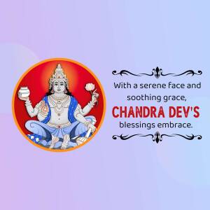 Image of Chandra Dev, the Hindu God of the Moon, with a serene face and blessings.