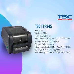 TSC TTP345 Thermal Label Printer - Black Desktop Printer