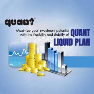 Image promoting Quant Liquid Plan with coins and graph