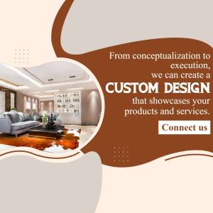 Interior design advertisement with text 'Custom Design'