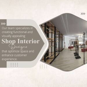 Modern shop interior design with shelving and clothing racks