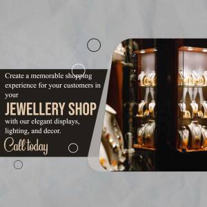 Jewellery shop display with promotional text