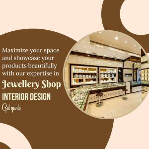 Interior view of a beautifully designed jewellery shop with display cases and elegant lighting.
