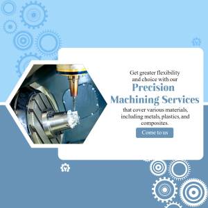 Image of a CNC machining process with gears and a hexagonal design promoting precision machining services.