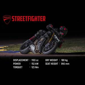 Ducati Streetfighter V4 SP2 motorcycle on a racetrack
