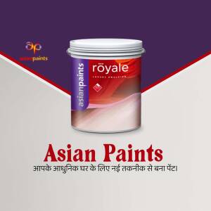 Asian Paints Royale paint can with branding and color swatch