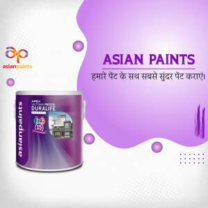 Asian Paints Apex Prolite Duralife paint bucket with purple background