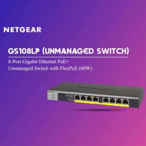 NETGEAR GS108LP 8-Port Gigabit Ethernet PoE+ Unmanaged Switch