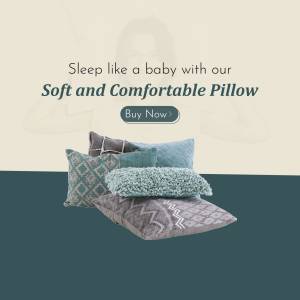 Stack of soft pillows with text promoting comfortable sleep