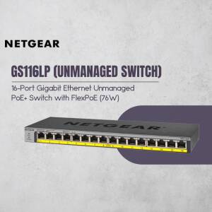 NETGEAR GS116LP 16-Port Gigabit Ethernet Unmanaged PoE+ Switch