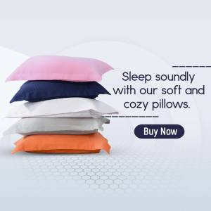 Stack of colorful pillows with text promoting comfortable sleep