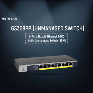 NETGEAR GS308PP 8-Port Gigabit Ethernet SOHO PoE+ Unmanaged Switch