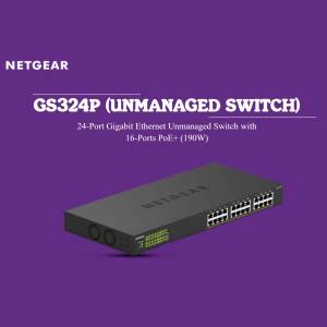 NETGEAR GS324P 24-Port Gigabit Ethernet Unmanaged Switch with 16-Ports PoE+