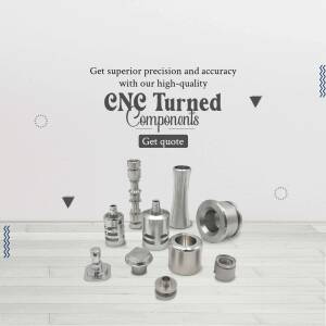 Image of various CNC turned components with text promoting precision and accuracy.