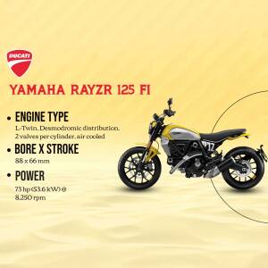 Yamaha Rayzr 125 FI motorcycle with engine specifications