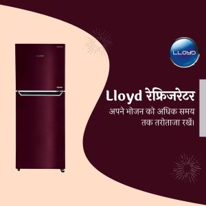 Lloyd Refrigerator with a maroon finish and peach background
