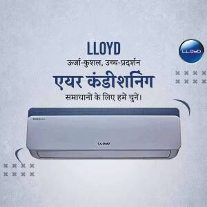 Lloyd Air Conditioner with Hindi text and design elements