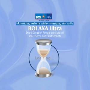 BOI AXA Ultra Mutual Fund advertisement with hourglass image.