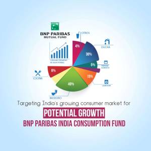 Pie chart illustrating market share distribution for BNP Paribas India Consumption Fund, targeting India's growing consumer market.
