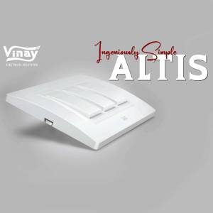 White Vinay Altis electrical switch on a grey background