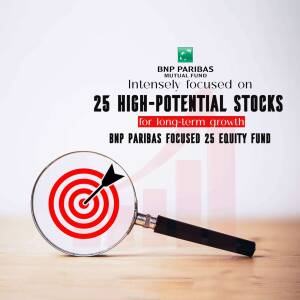 Image showcasing a magnifying glass focusing on a target, representing investment in high-potential stocks by BNP Paribas Mutual Fund.